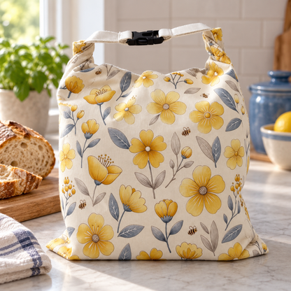 Premium 100% Cotton-Beeswax Bread Bags - reusable bread bags for storing homemade and artisan bread