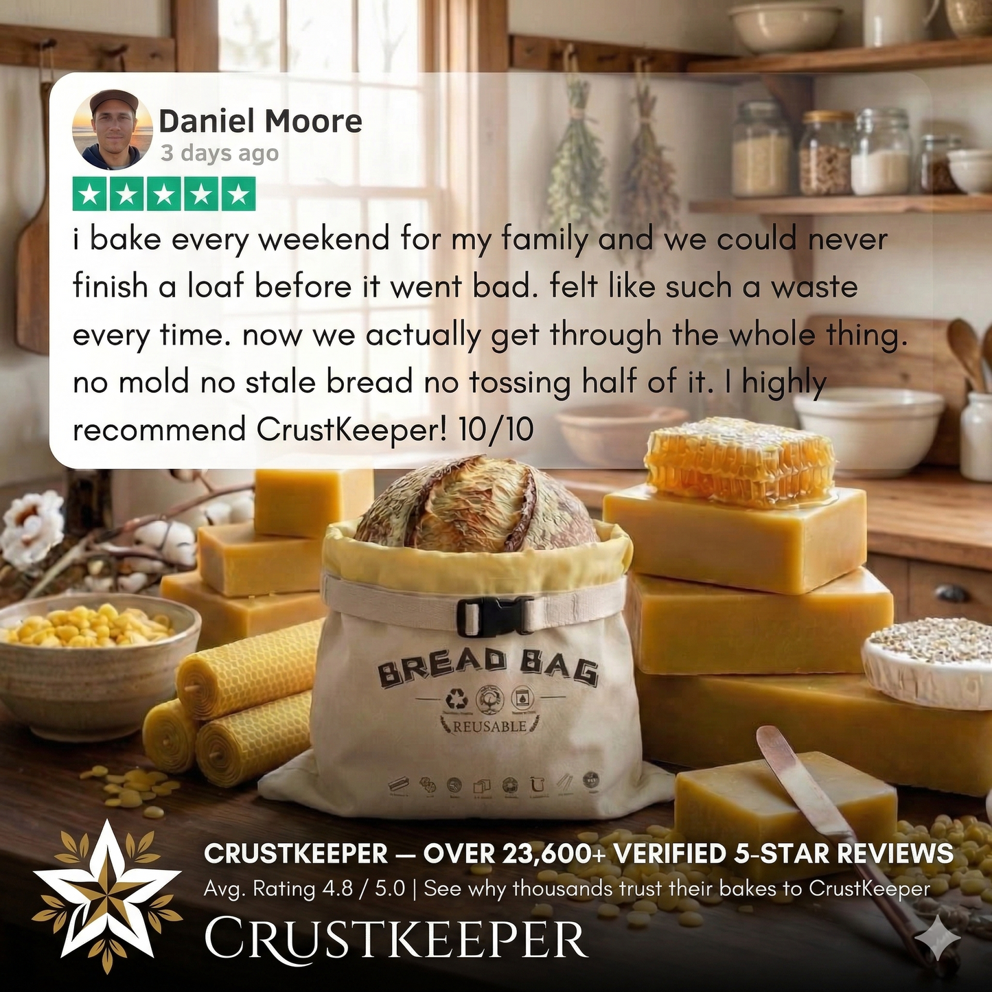 Premium 100% Cotton-Beeswax Bread Bags