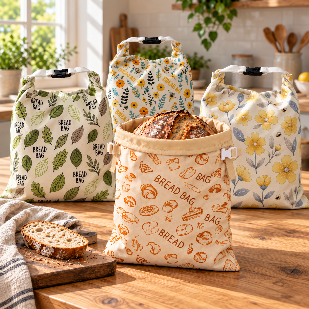 Sourdough loaf stored in a CrustKeeper bread bag