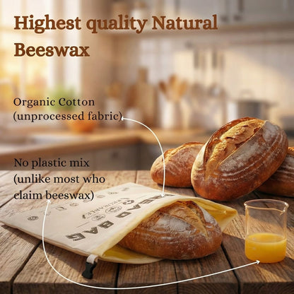 Premium 100% Cotton-Beeswax Bread Bags